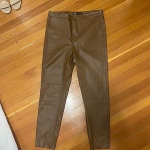 Brown Faux Leather Leggings